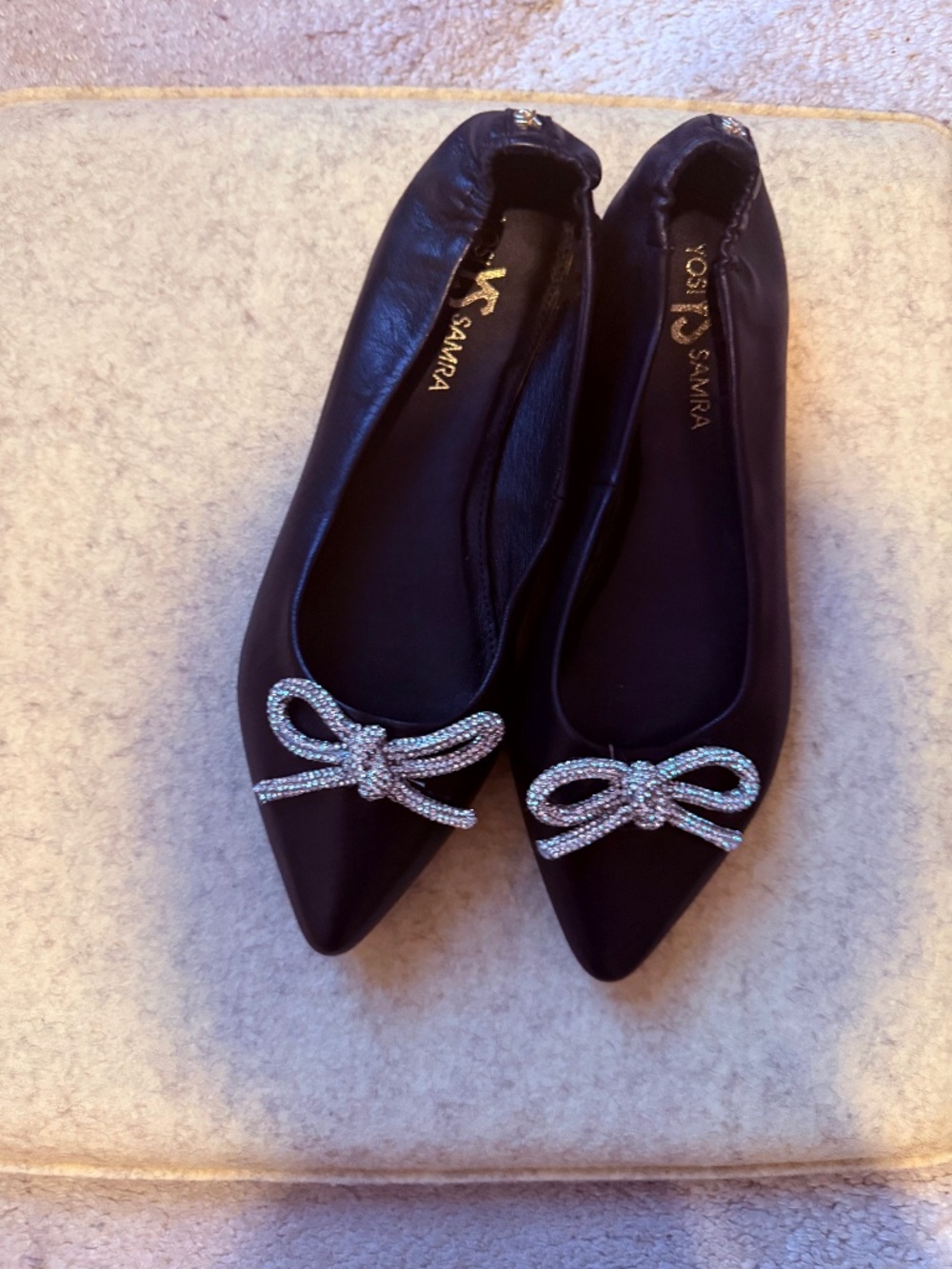 [NWT] Yosi Samra Vivienne Crystal Bow Pointed Flats, size 8